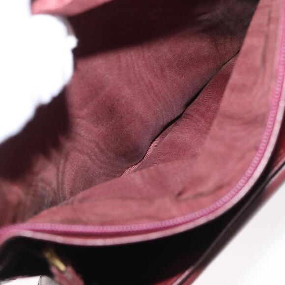 CARTIER Must Line Clutch Bag Leather Bordeaux Gold Auth BA9535